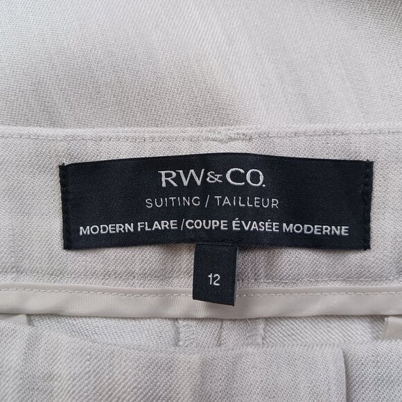 RW&CO. Taupe Linen Blend Modern Flare Suit Pants - Picture 14 of 16